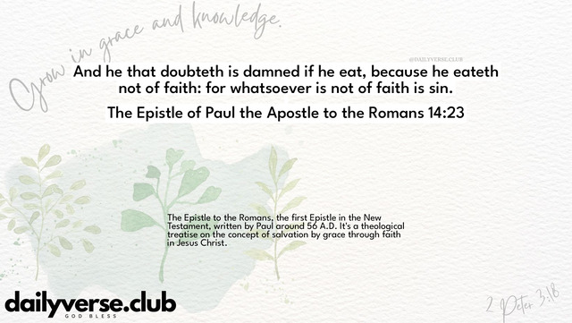 Bible Verse Wallpaper 14:23 from The Epistle of Paul the Apostle to the Romans