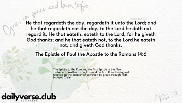 Bible Verse Wallpaper 14:6 from The Epistle of Paul the Apostle to the Romans