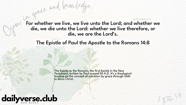 Bible Verse Wallpaper 14:8 from The Epistle of Paul the Apostle to the Romans