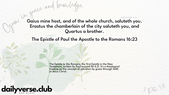 Bible Verse Wallpaper 16:23 from The Epistle of Paul the Apostle to the Romans