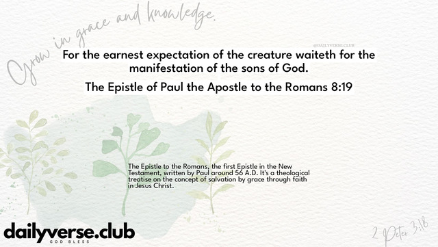 Bible Verse Wallpaper 8:19 from The Epistle of Paul the Apostle to the Romans