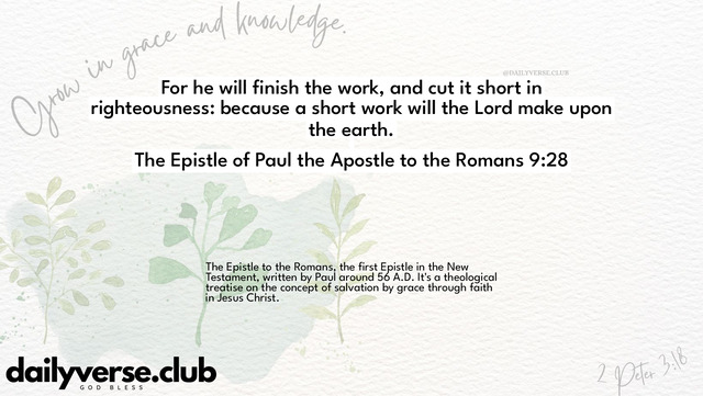 Bible Verse Wallpaper 9:28 from The Epistle of Paul the Apostle to the Romans