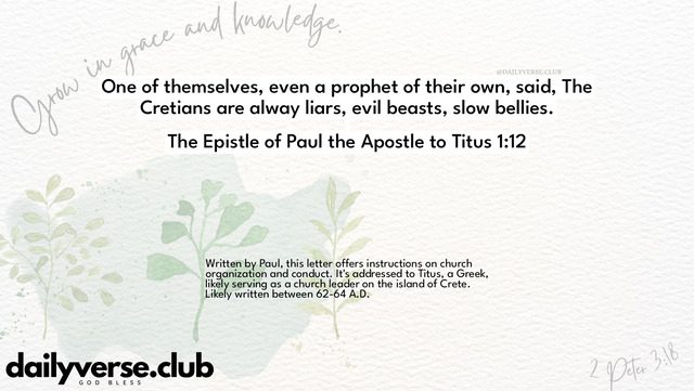 Bible Verse Wallpaper 1:12 from The Epistle of Paul the Apostle to Titus