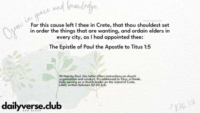 Bible Verse Wallpaper 1:5 from The Epistle of Paul the Apostle to Titus