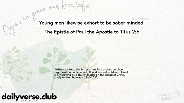 Bible Verse Wallpaper 2:6 from The Epistle of Paul the Apostle to Titus