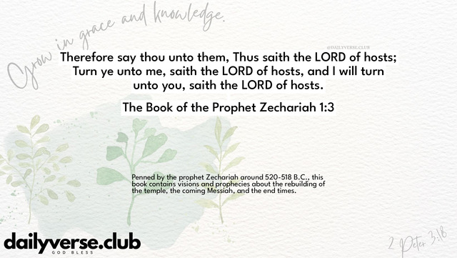Bible Verse Wallpaper 1:3 from The Book of the Prophet Zechariah