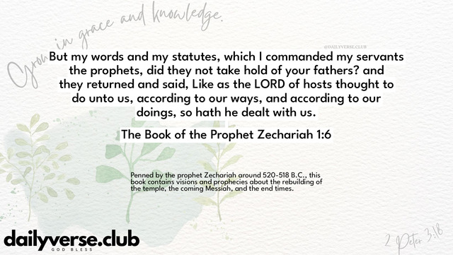 Bible Verse Wallpaper 1:6 from The Book of the Prophet Zechariah