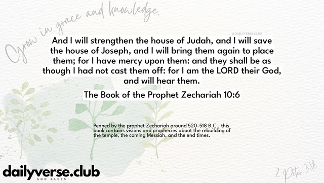 Bible Verse Wallpaper 10:6 from The Book of the Prophet Zechariah