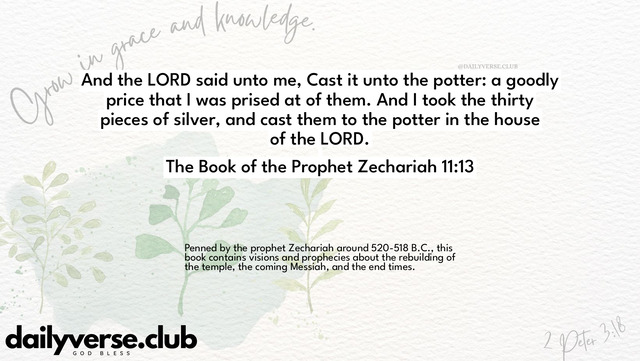 Bible Verse Wallpaper 11:13 from The Book of the Prophet Zechariah