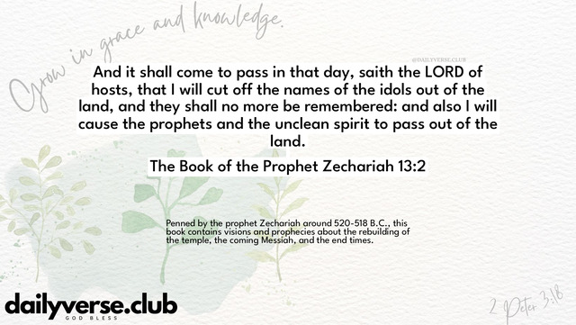 Bible Verse Wallpaper 13:2 from The Book of the Prophet Zechariah