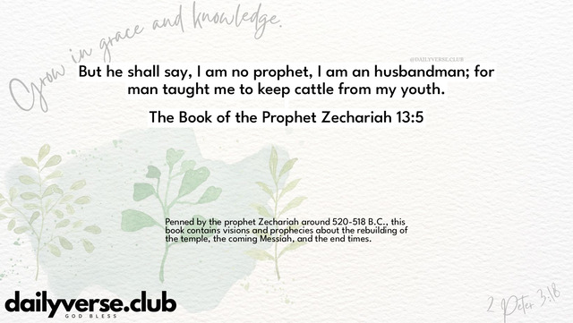 Bible Verse Wallpaper 13:5 from The Book of the Prophet Zechariah