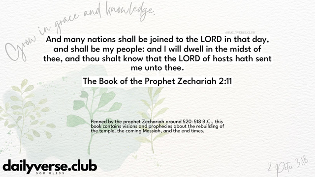 Bible Verse Wallpaper 2:11 from The Book of the Prophet Zechariah
