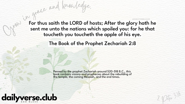 Bible Verse Wallpaper 2:8 from The Book of the Prophet Zechariah