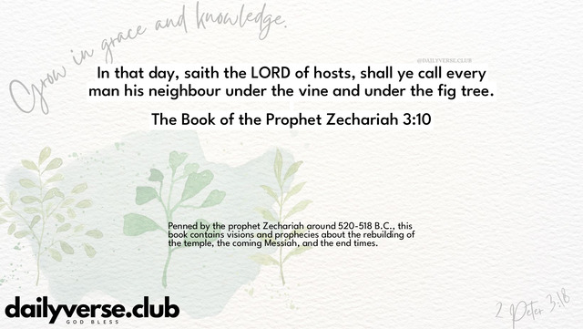 Bible Verse Wallpaper 3:10 from The Book of the Prophet Zechariah