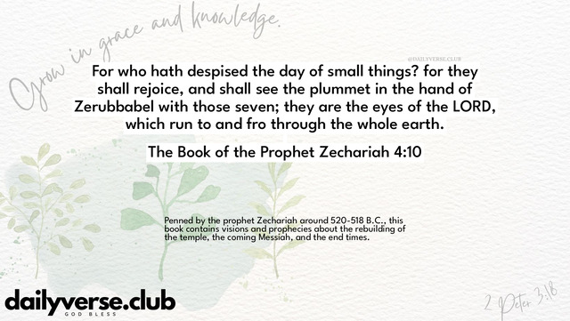 Bible Verse Wallpaper 4:10 from The Book of the Prophet Zechariah