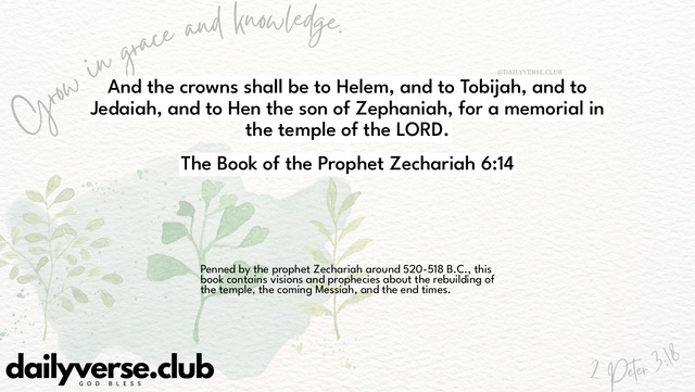 Bible Verse Wallpaper 6:14 from The Book of the Prophet Zechariah