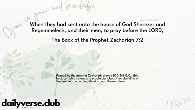 Bible Verse Wallpaper 7:2 from The Book of the Prophet Zechariah