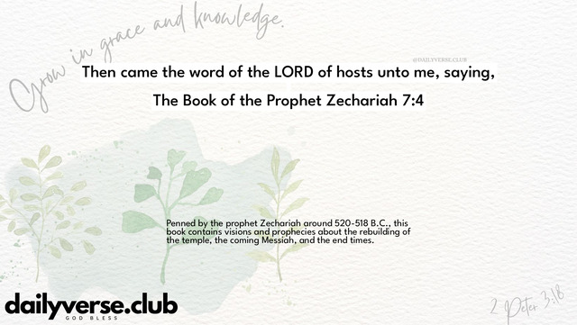 Bible Verse Wallpaper 7:4 from The Book of the Prophet Zechariah