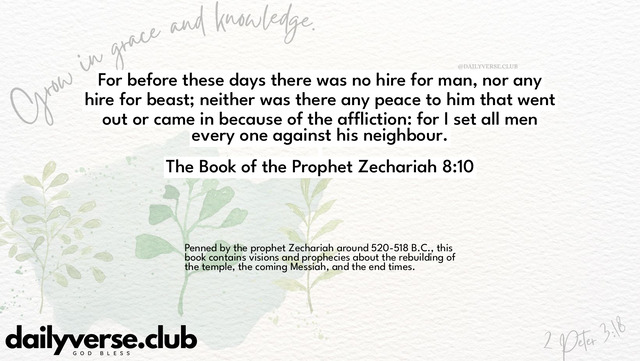 Bible Verse Wallpaper 8:10 from The Book of the Prophet Zechariah