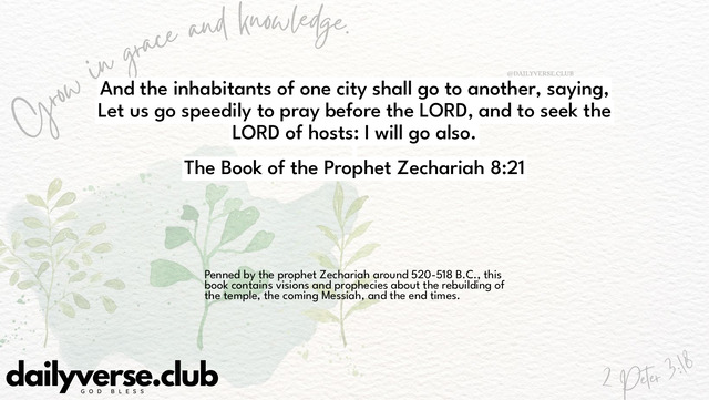 Bible Verse Wallpaper 8:21 from The Book of the Prophet Zechariah
