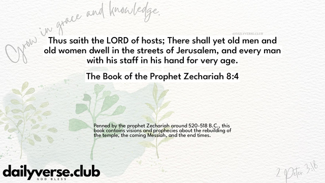 Bible Verse Wallpaper 8:4 from The Book of the Prophet Zechariah