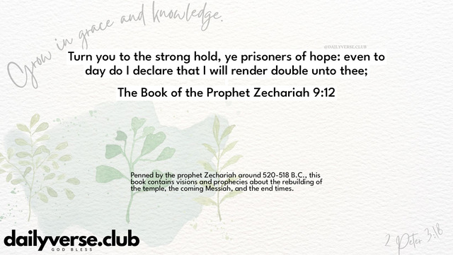 Bible Verse Wallpaper 9:12 from The Book of the Prophet Zechariah