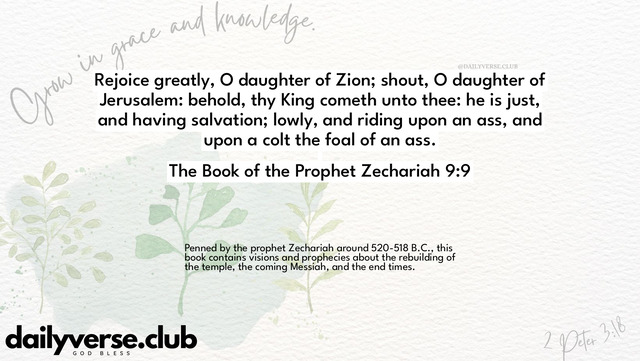 Bible Verse Wallpaper 9:9 from The Book of the Prophet Zechariah