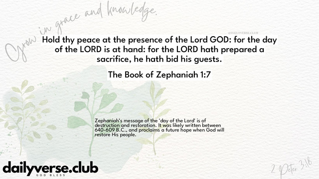 Bible Verse Wallpaper 1:7 from The Book of Zephaniah