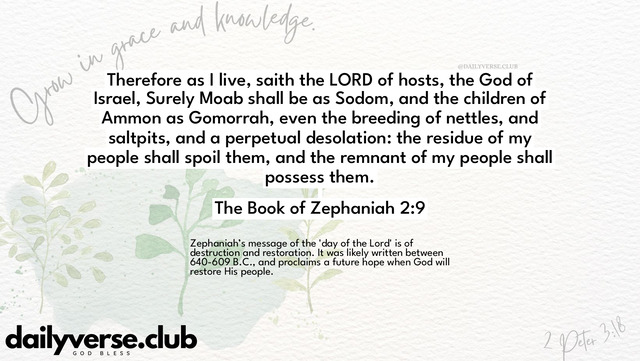 Bible Verse Wallpaper 2:9 from The Book of Zephaniah