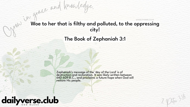 Bible Verse Wallpaper 3:1 from The Book of Zephaniah