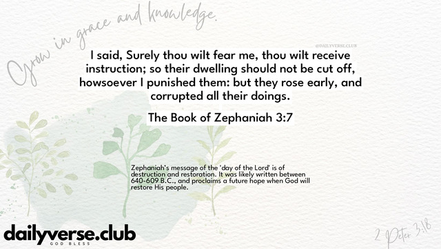 Bible Verse Wallpaper 3:7 from The Book of Zephaniah